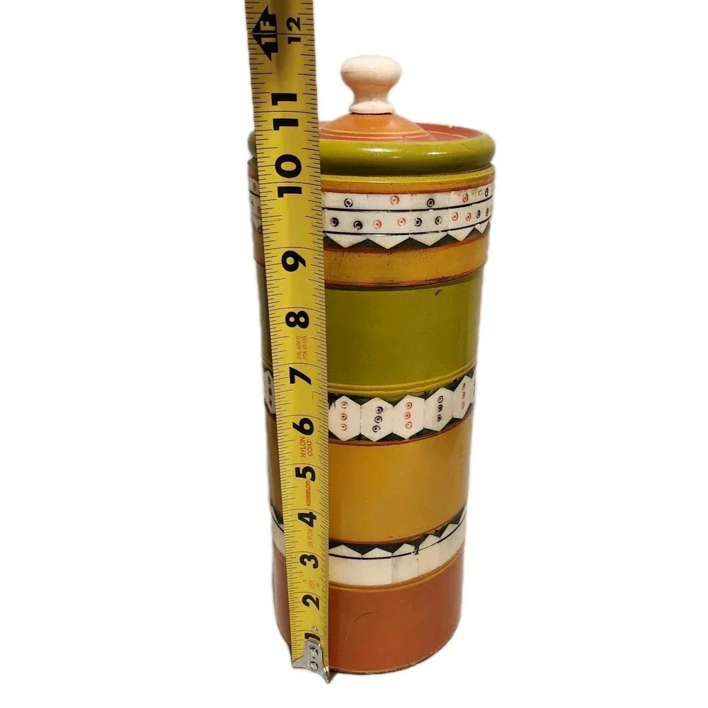 Vintage Tozai Home Lidded Turned Wood & Inlay 12” Jar
